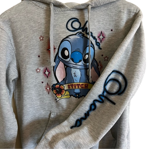 Disney Stitch Ohana Girls Sweatshirt Hoodie Heather Gray Size M - Picture 4 of 5
